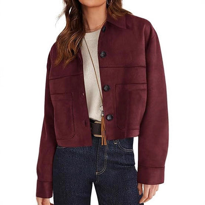 Blouson court femme en simili-daim – Style léger pour les trajets quotidiens