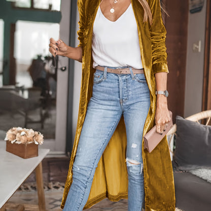 Veste longue Golden Fleece – Manteau élégant tricoté et doux pour femme, Automne/Hiver