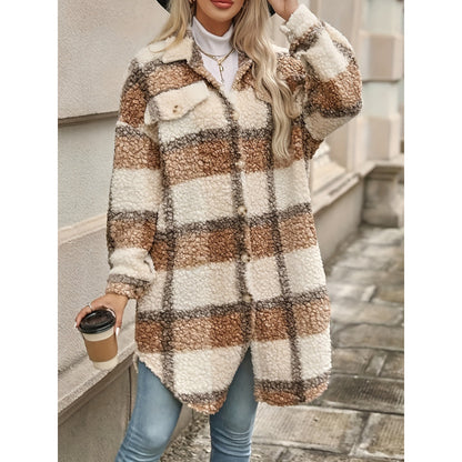 Women’s Lapel Colorblock Plaid Padded Jacket – Mori Style Fit