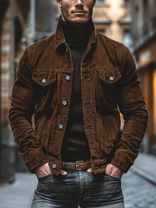 Men’s Corduroy Shirt Jacket – Button Front Casual Overshirt
