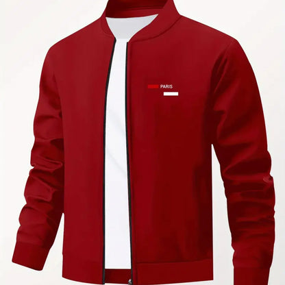 Men’s Printed Baseball Collar Jacket – Casual Streetwear Zip Workwear Coat