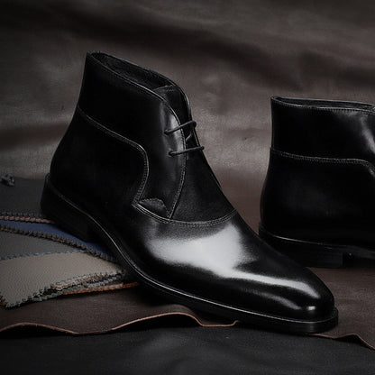 Bottes Martin en cuir véritable Loom & Soul™ pour hommes – Bottes tendance en peau de vache avec talon épais antidérapant et confort respirant