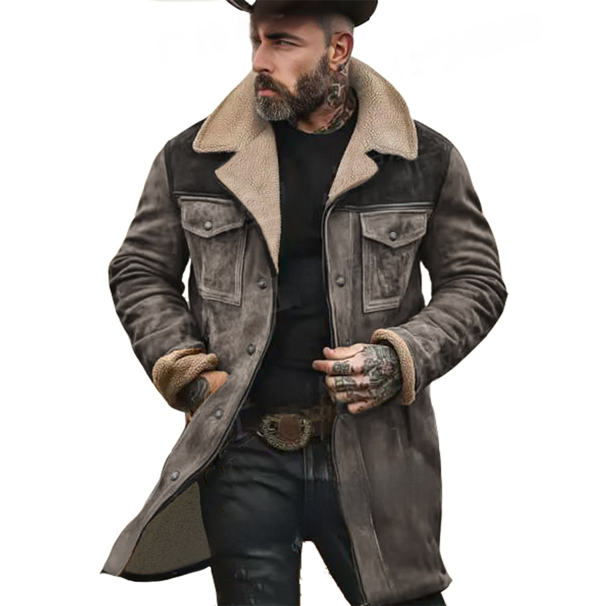 Blouson utilitaire color-block homme – Manteau en mélange de coton multi-poches