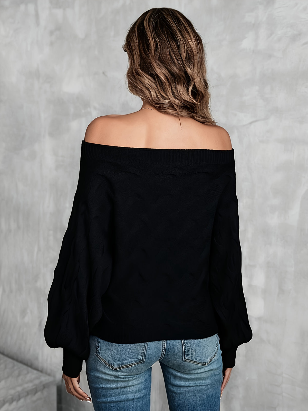 Chandail chauve-souris à épaules dénudées pour femme – Tricot ample toutes saisons