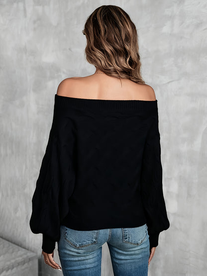 Chandail chauve-souris à épaules dénudées pour femme – Tricot ample toutes saisons