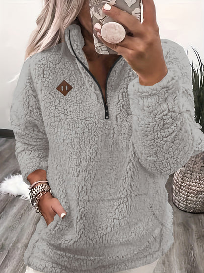 Sweat à capuche zippé douillet doublé polaire – Doux et décontracté pour femme