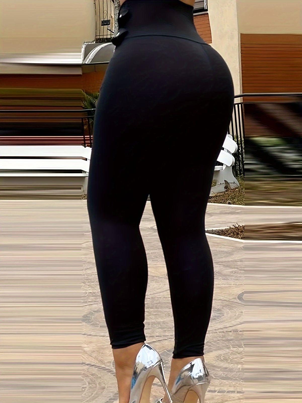 Pantalon habillé femme taille haute coupe slim à fermeture éclair – Tissu extensible