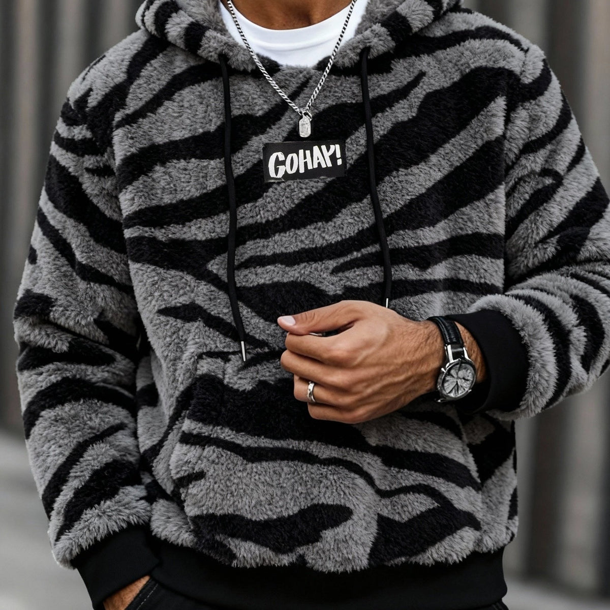 Sweat à Capuche Imprimé Léopard Homme – Sweat-shirt Doux Tendance Streetwear