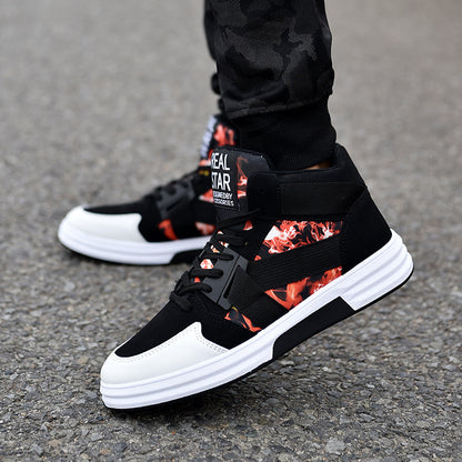 Loom & Soul™ Camouflage High-Top Lace-Up Shoes – Men’s Suede Leather Sneakers with Non-Slip Rubber Sole