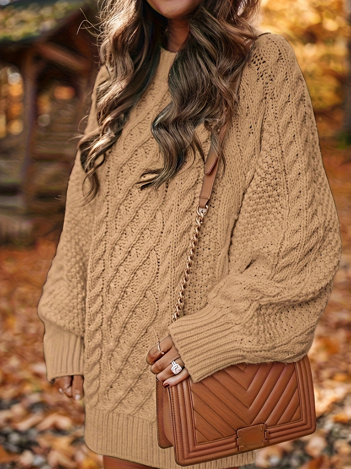 Pull Vika femme – Col rond ample en maille mi-longue