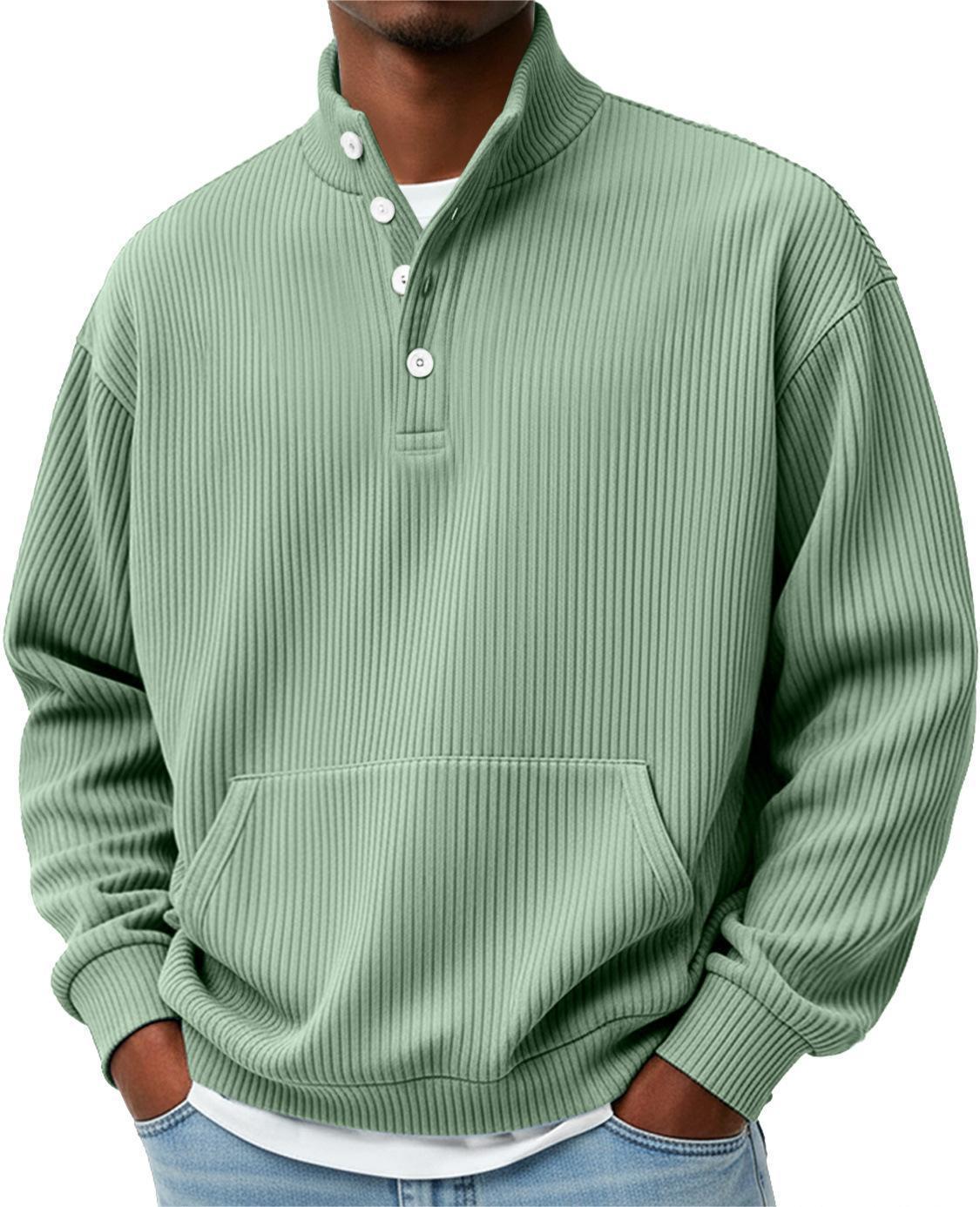 Men’s Solid Color Turtleneck Sweatshirt – Long Sleeve Casual Polo