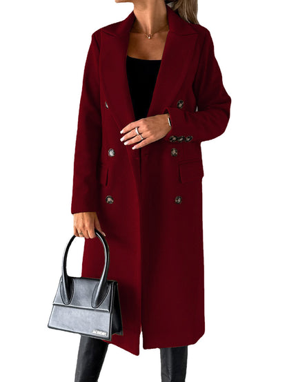 Manteau long à revers croisé Loom & Soul™ – Veste d'hiver longue et ajustée pour femme pour un style urbain chic et sans effort