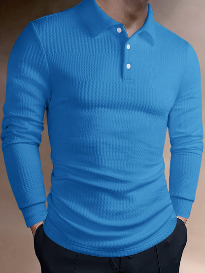 Men’s Summer Jacquard Lapel Shirt – Slim Fit Short Sleeve Polo