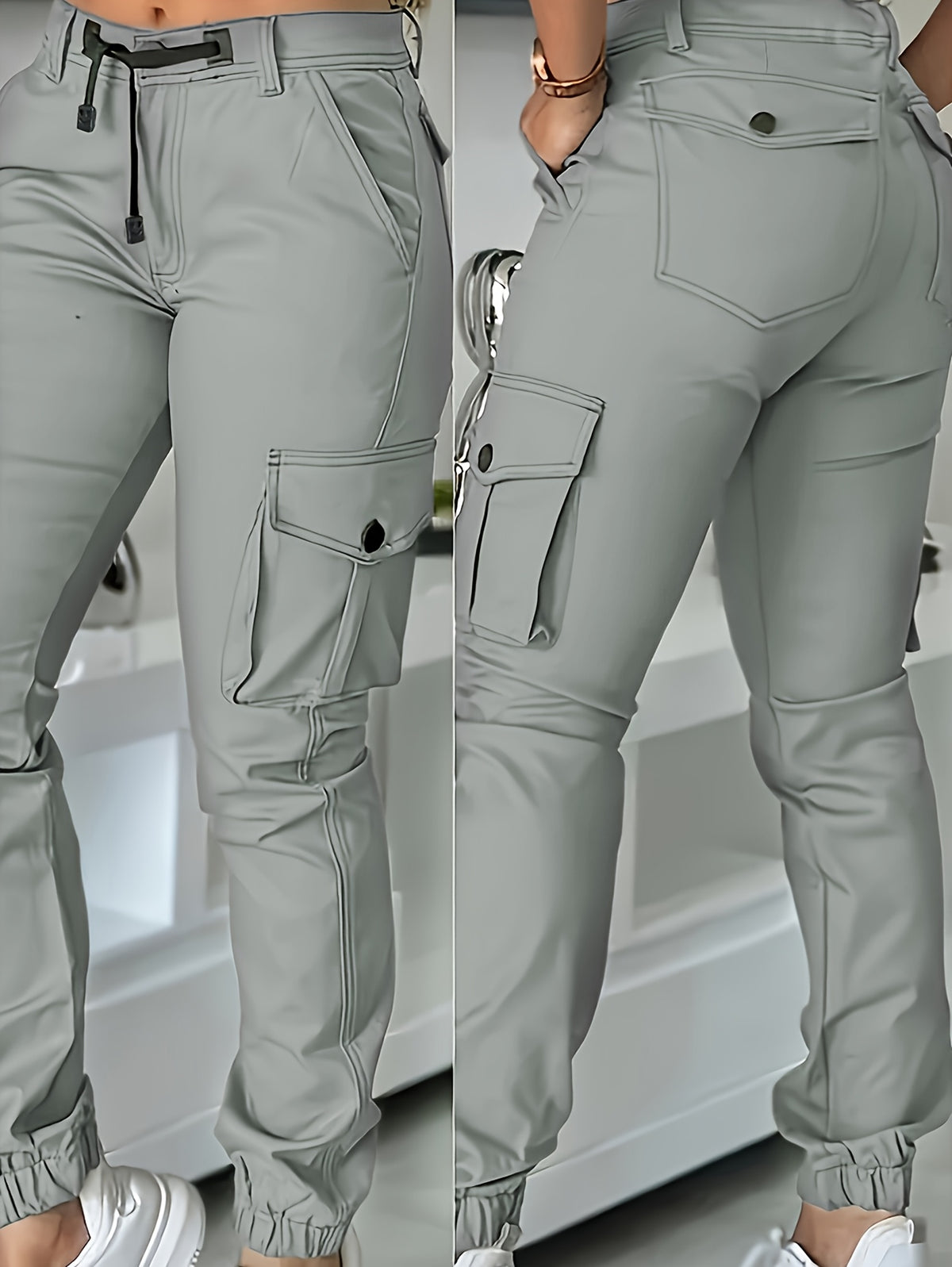 Pantalon Cargo Taille Haute Femme – Pantalon de Travail Élégant Toutes Saisons