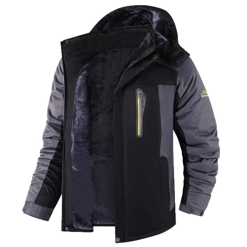 Manteau en molleton mi-long pour homme – Vêtement d'extérieur décontracté épais pour l'hiver