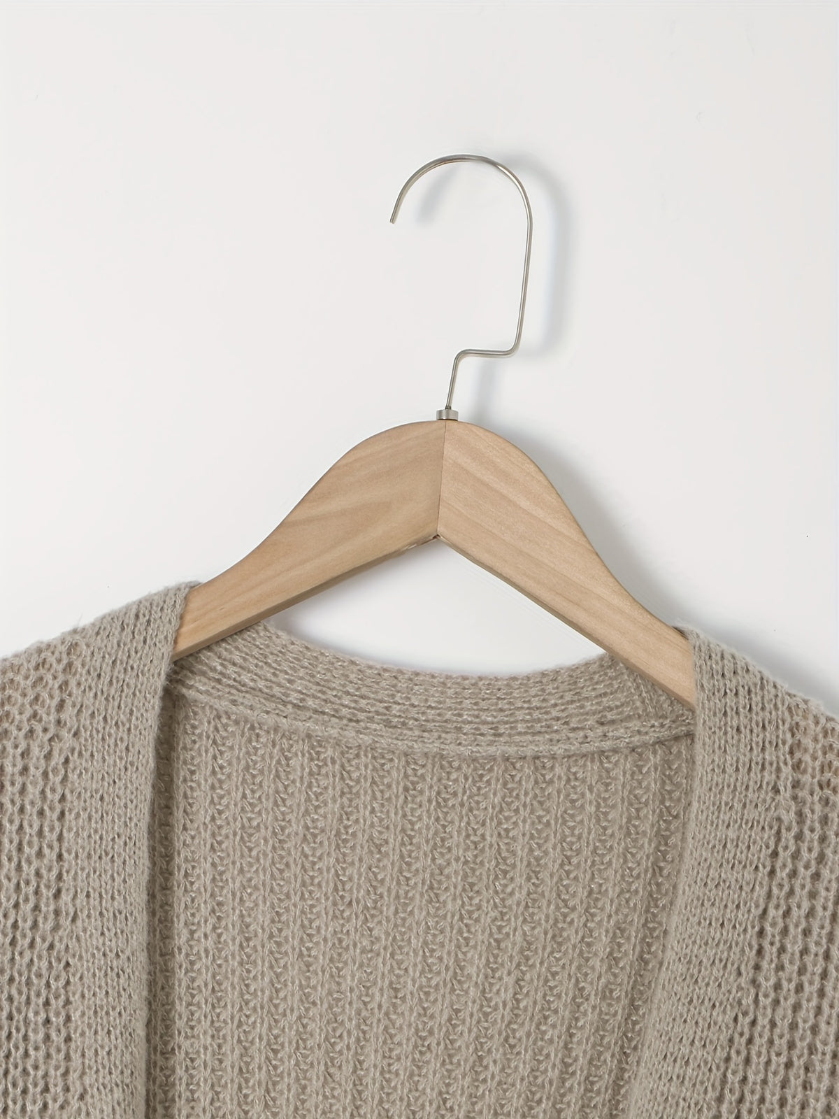 Elegant Deep V-Neck Ribbed Cardigan – Women’s Fall/Winter Knit Sweater