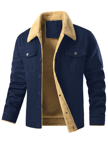 Men’s Fleece-Lined Workwear Jacket – Sherpa Collar Coat