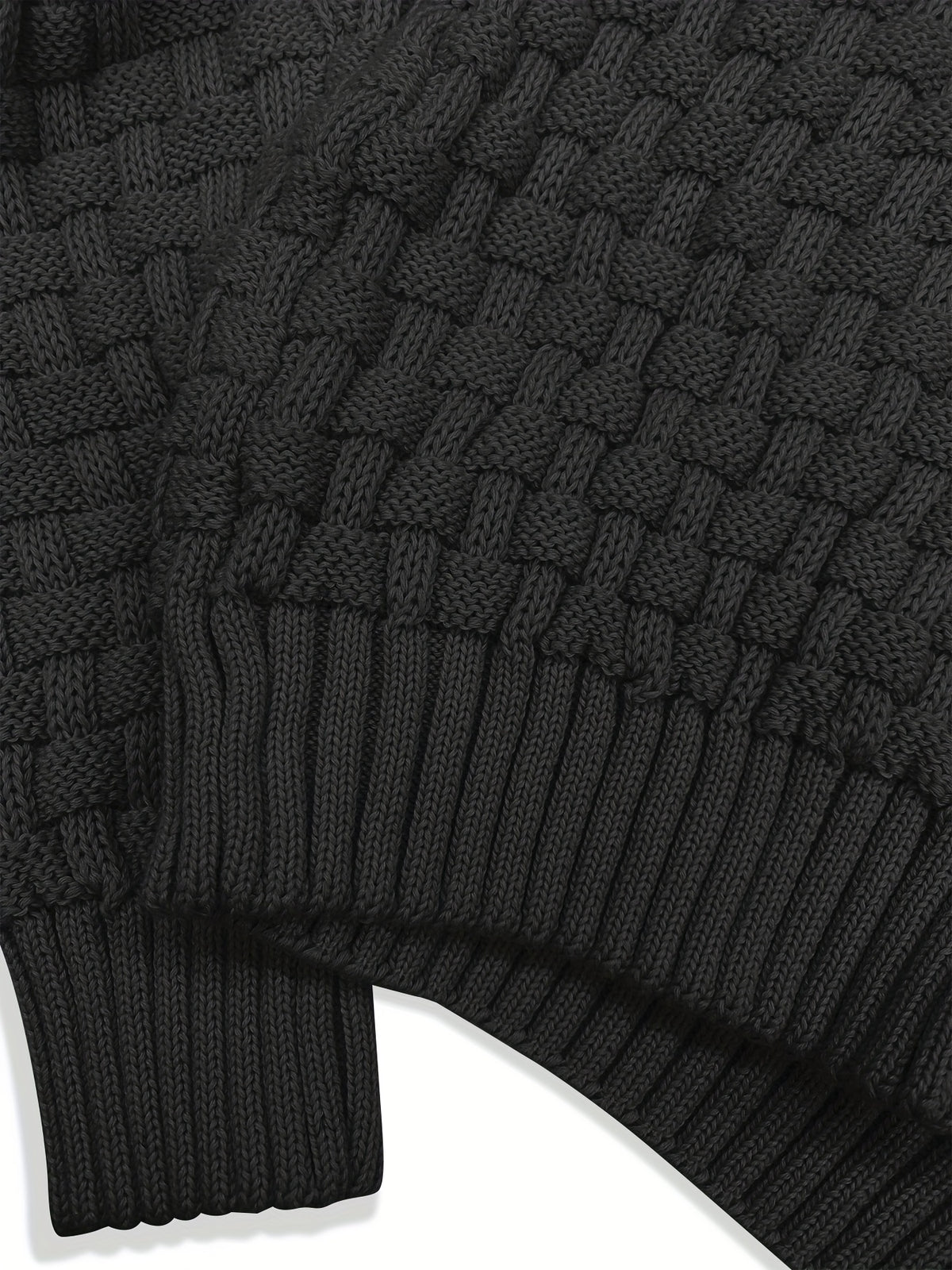 Pull en tricot gaufré pour homme – Grande élasticité avec col à revers