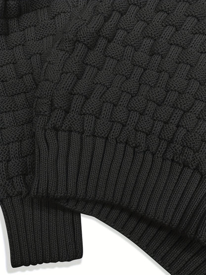 Pull en tricot gaufré pour homme – Grande élasticité avec col à revers
