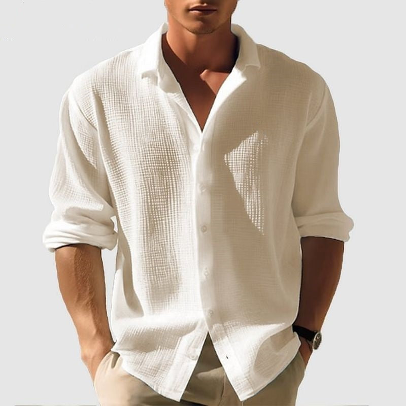 Chemise à manches longues et revers Loom & Soul™ pour homme – Haut décontracté uni boutonné pour l'automne et le printemps