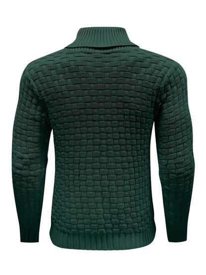 Pull en tricot gaufré pour homme – Grande élasticité avec col à revers