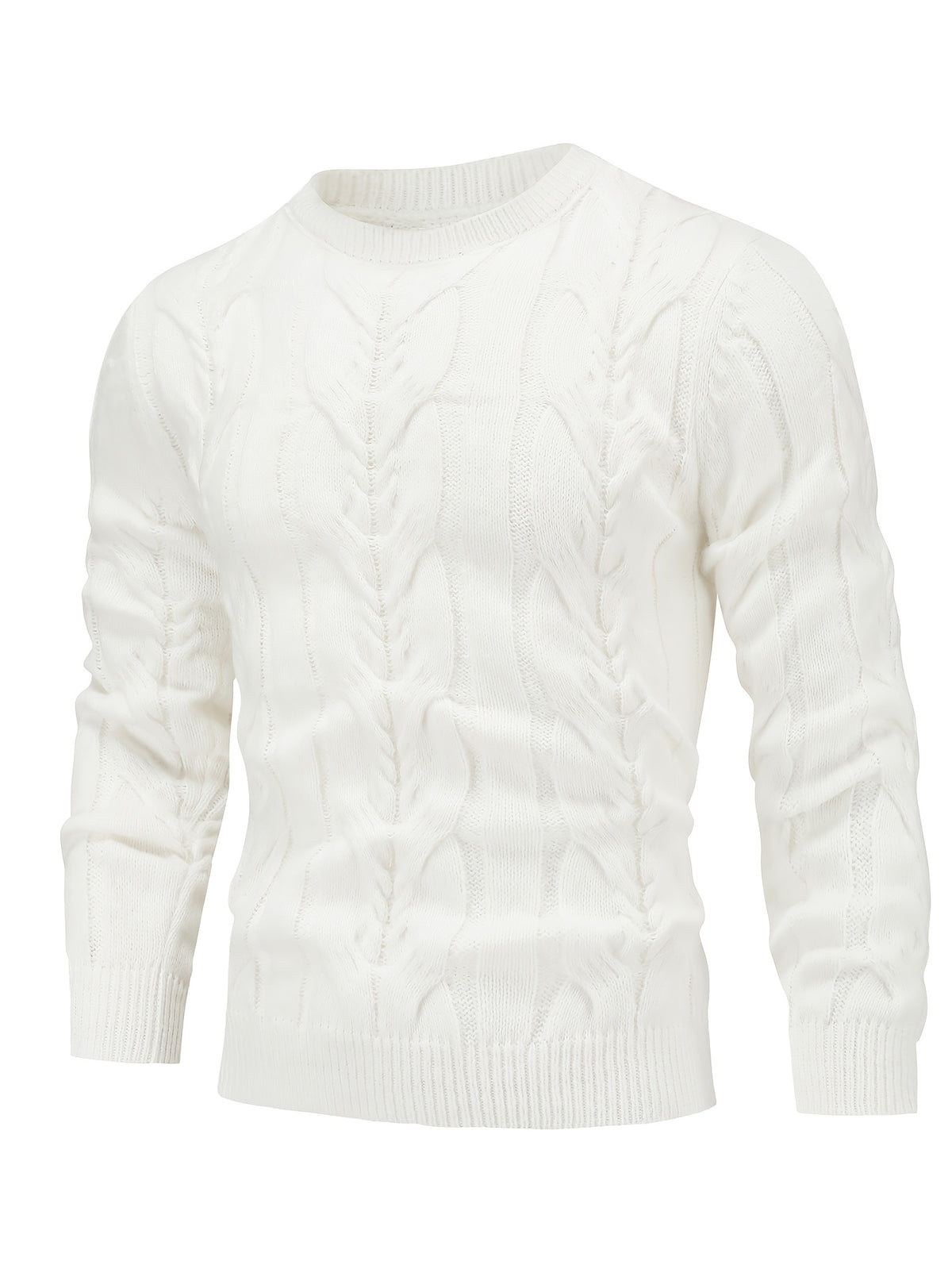 Suéter de punto a rayas para hombre – Suéter suave con cuello redondo y ribete acanalado