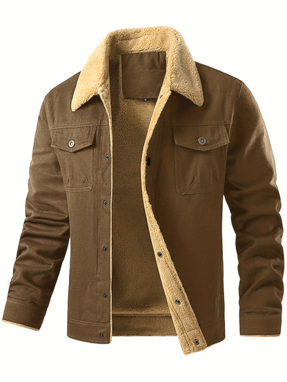 Men’s Fleece-Lined Workwear Jacket – Sherpa Collar Coat
