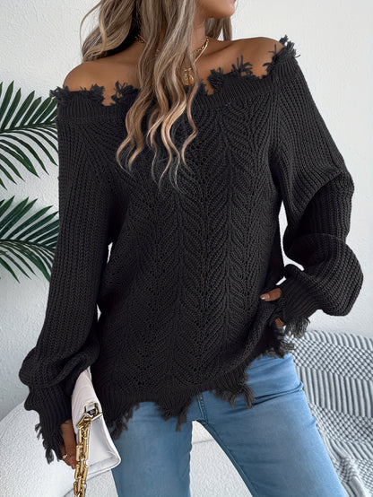 Pull tricoté femme épaules dénudées – Chic pour l'automne/hiver