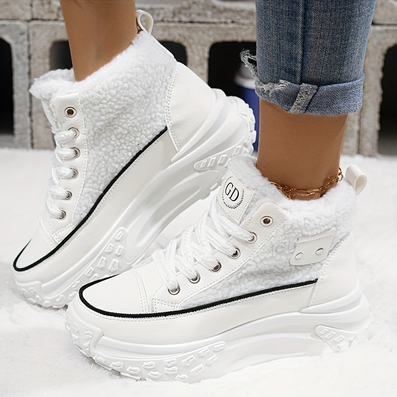 Women’s Plush Lined Snow Boots – Non-Slip Winter Shoes with PVC Sole