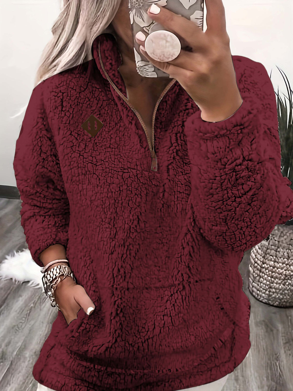 Sweat à capuche zippé douillet doublé polaire – Doux et décontracté pour femme