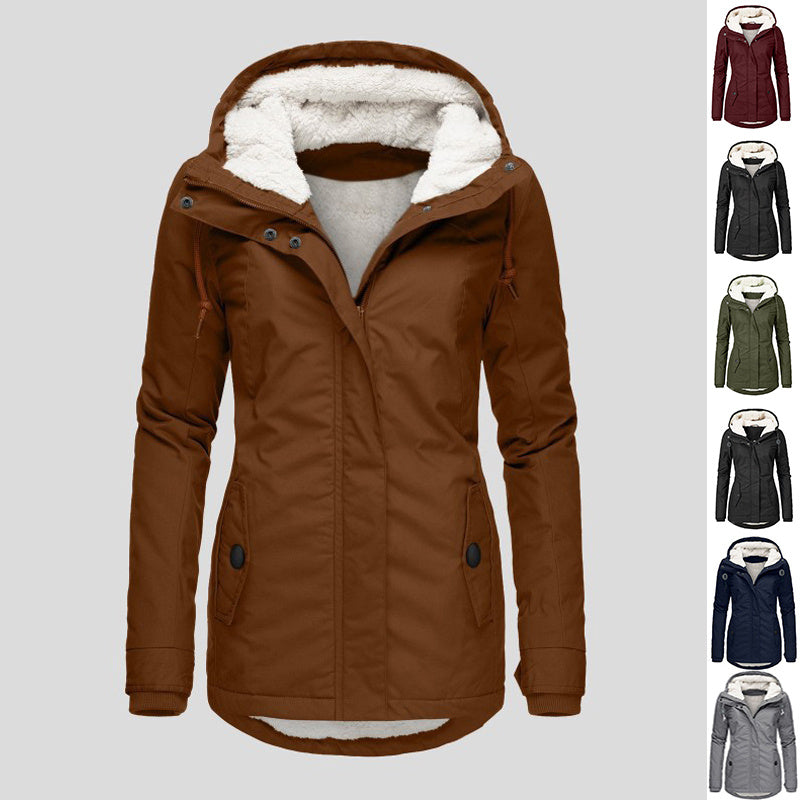 Loom & Soul™ Veste polaire à capuche confortable – Manteau d'hiver chaud zippé pour femme avec poches et doublure en fausse fourrure