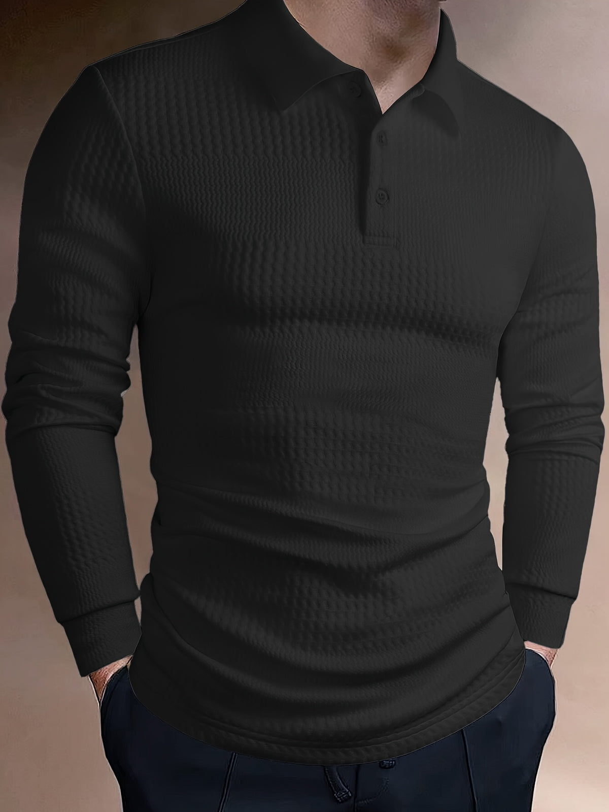 Men’s Summer Jacquard Lapel Shirt – Slim Fit Short Sleeve Polo