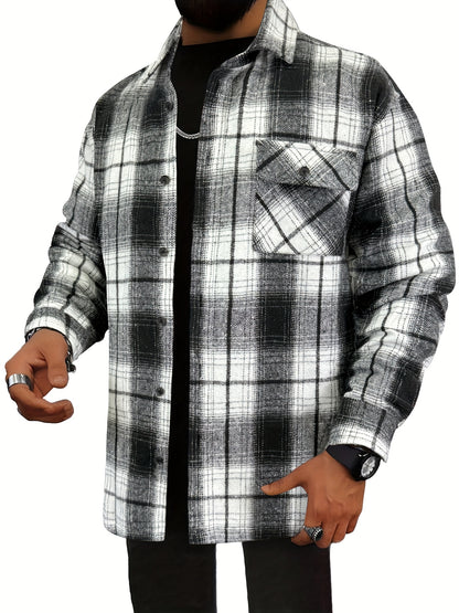 Chemisier-veste molletonné à carreaux pour homme – Surchemise boutonnée à carreaux douillette