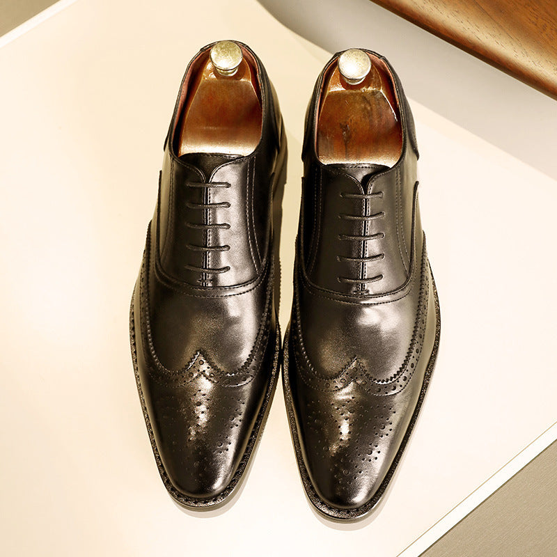 Chaussures Richelieu en cuir véritable pour hommes Loom & Soul™ – Chaussures habillées à semelle en caoutchouc antidérapante pour les affaires et les tenues formelles