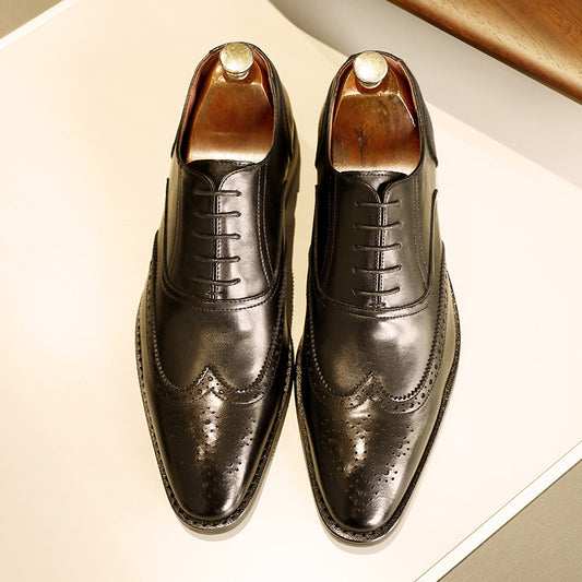 Loom & Soul™ Men’s Genuine Leather Oxford Shoes – Non-Slip Rubber Sole Dress Shoes for Business & Formal Wear