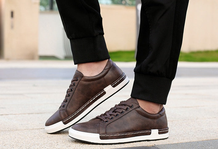 Chaussures homme artisanales Loom & Soul – Baskets basses à lacets, talon plat, semelle antidérapante en caoutchouc, intérieur en PU et semelle intérieure amortie