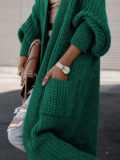 Elegant Deep V-Neck Ribbed Cardigan – Women’s Fall/Winter Knit Sweater
