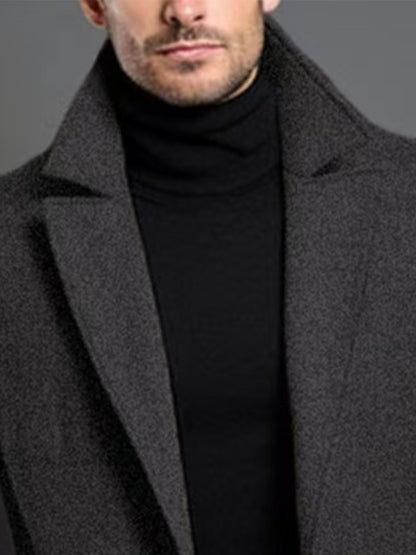 Men’s Classic Lapel Coat – Single Breasted Winter Jacket