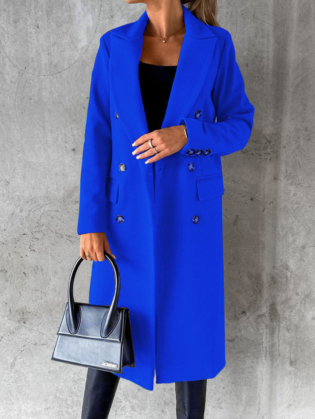 Manteau long à revers croisé Loom & Soul™ – Veste d'hiver longue et ajustée pour femme pour un style urbain chic et sans effort