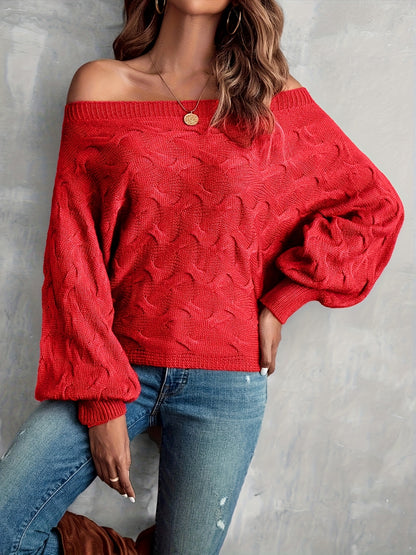 Chandail chauve-souris à épaules dénudées pour femme – Tricot ample toutes saisons