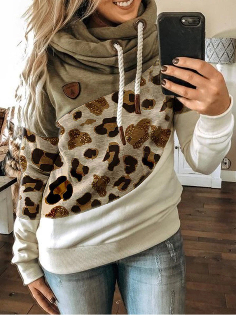 Women’s Printed Hooded Fleece Sweatshirt – Loose Urban Casual Fit