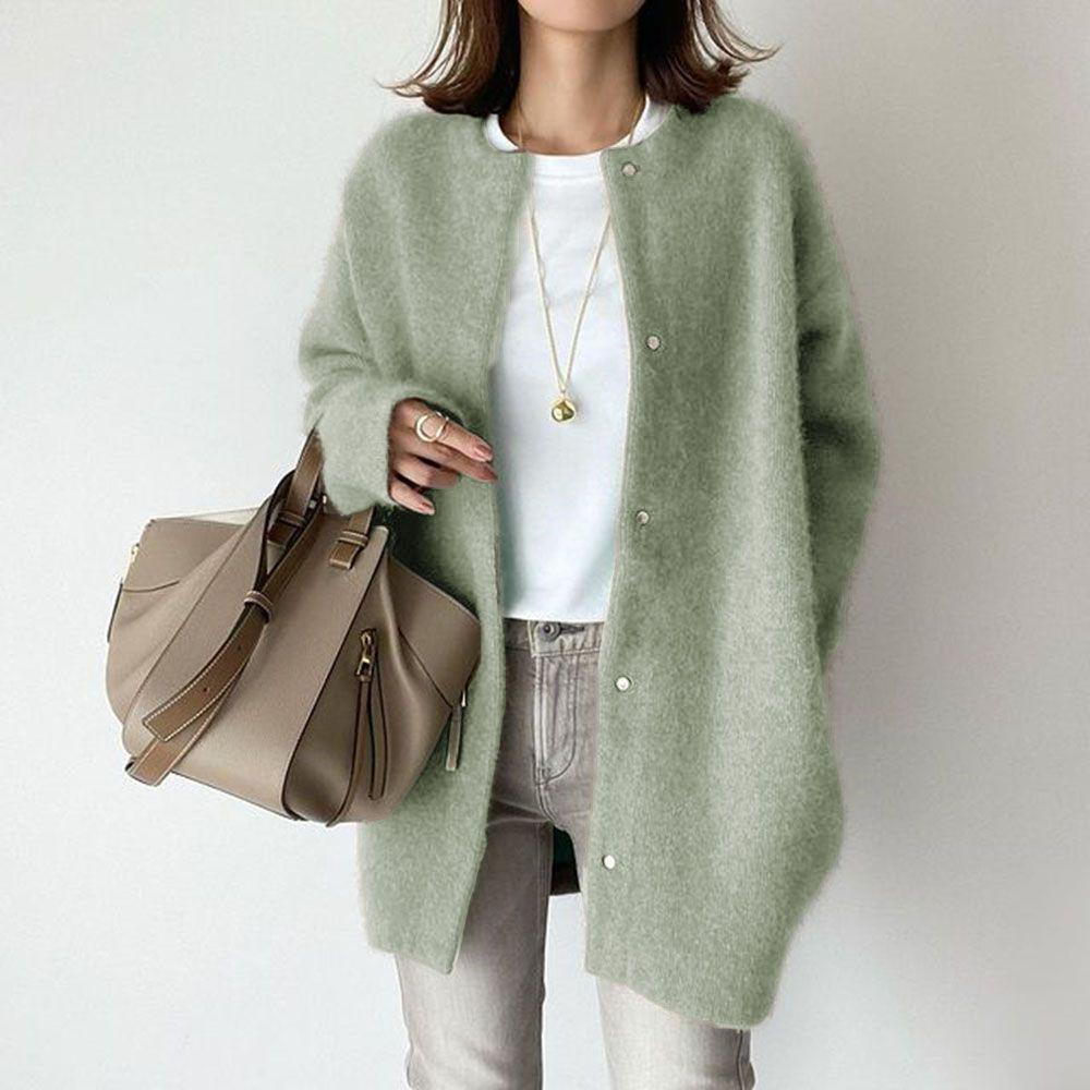 Loom & Soul™ Women’s Knitted Cardigan – Solid Color Slim Fit Single-Breasted Jacket