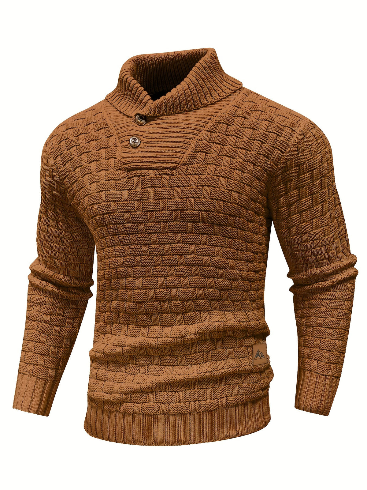 Pull en tricot gaufré pour homme – Grande élasticité avec col à revers