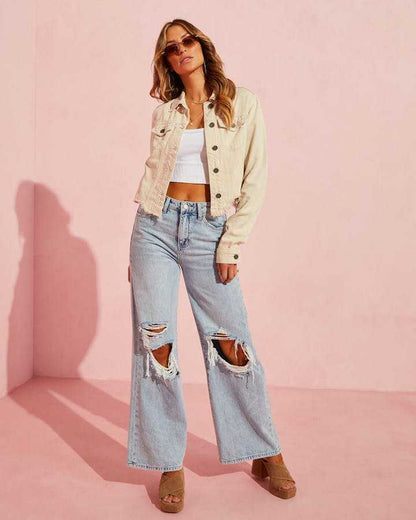 Loom & Soul™ Jean Slim Effet Délavé – Jean Taille Haute Extensible pour Femme