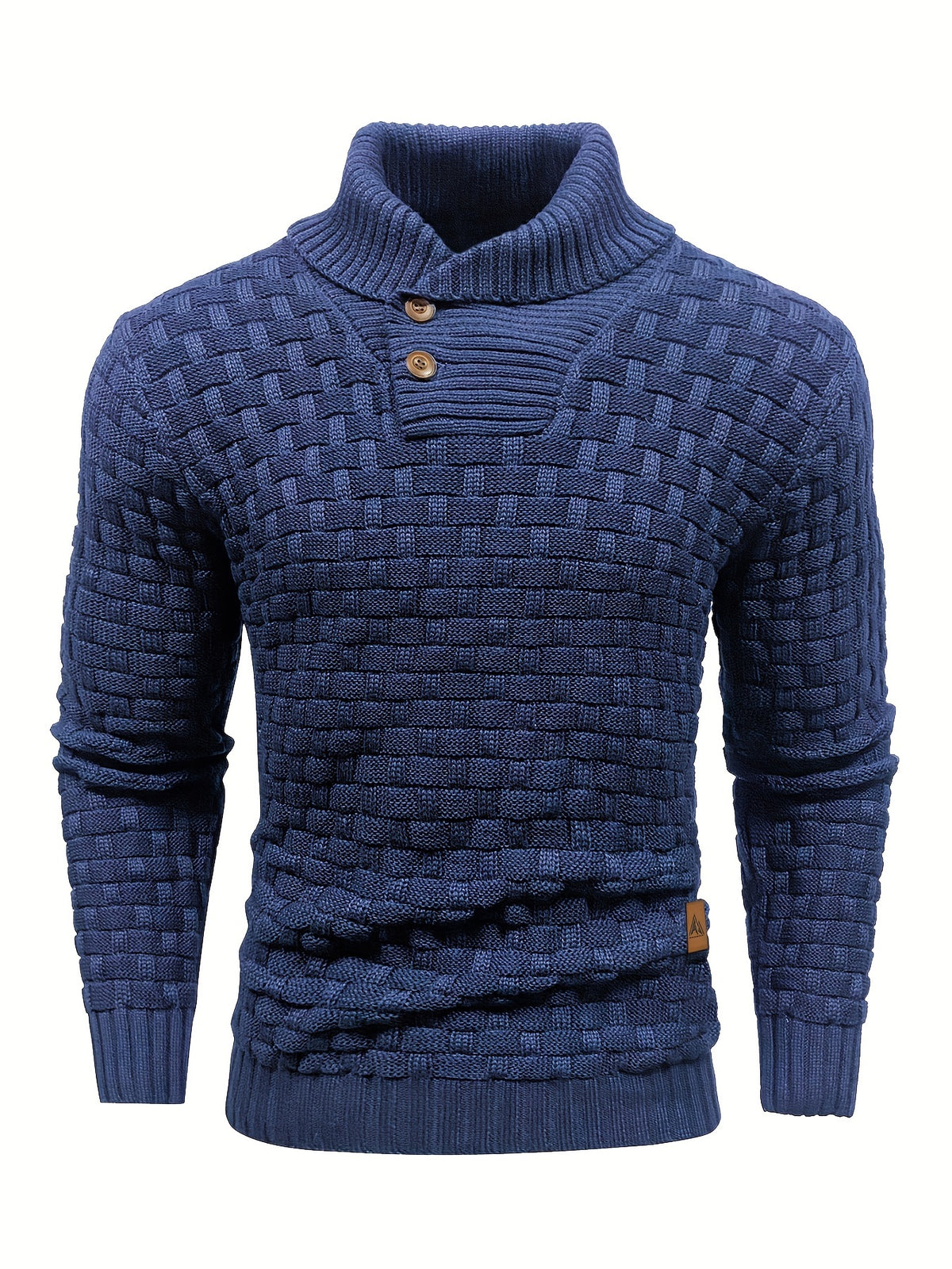 Pull en tricot gaufré pour homme – Grande élasticité avec col à revers