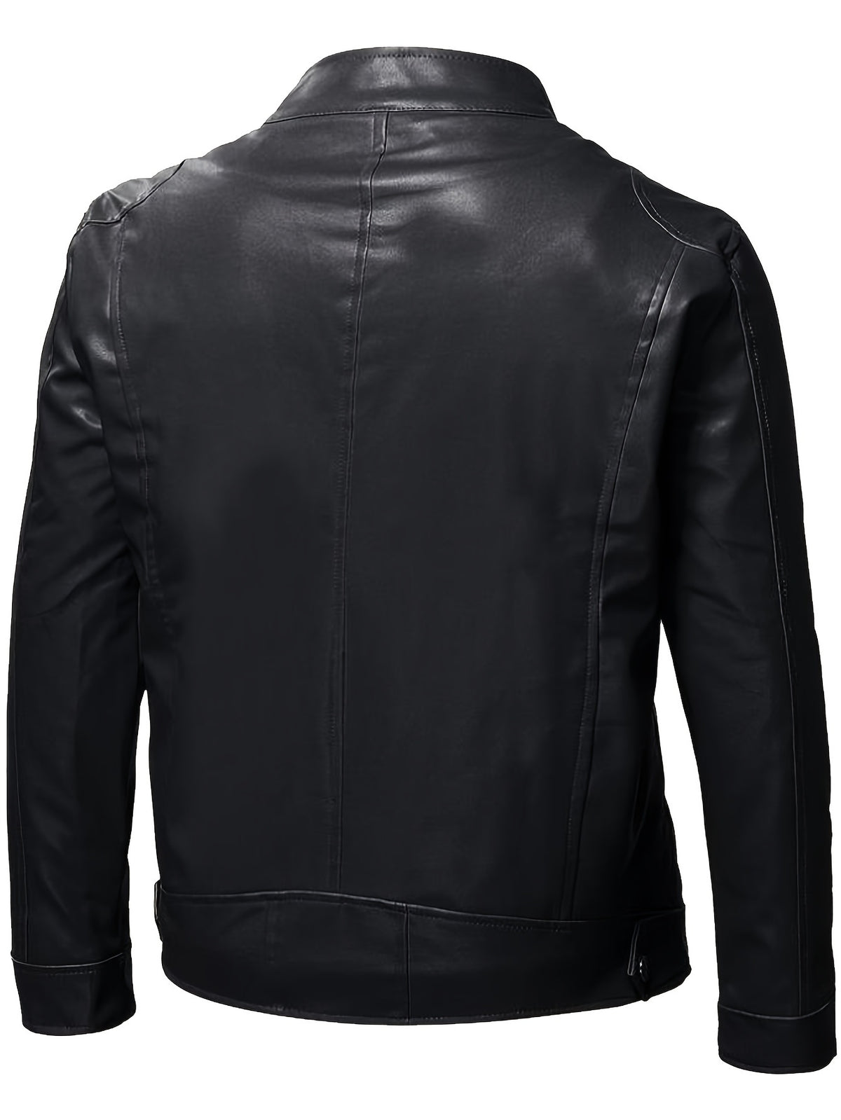 Men’s Windproof PU Jacket – Stand Collar Motorcycle Street Coat