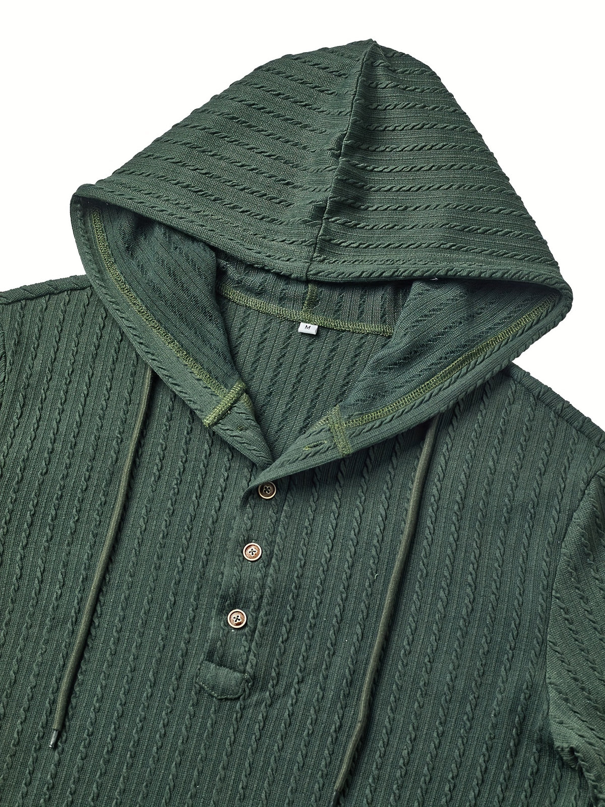 T-shirt Henley à capuche pour homme – Pull à capuche décontracté texturé à manches longues et cordon de serrage