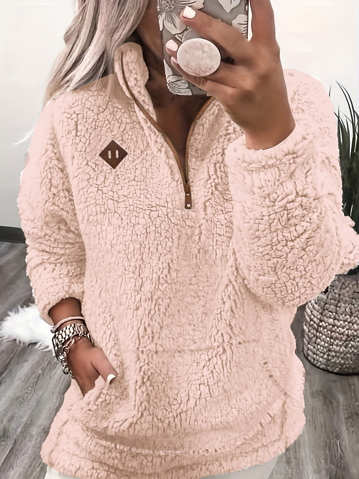 Sweat à capuche zippé douillet doublé polaire – Doux et décontracté pour femme