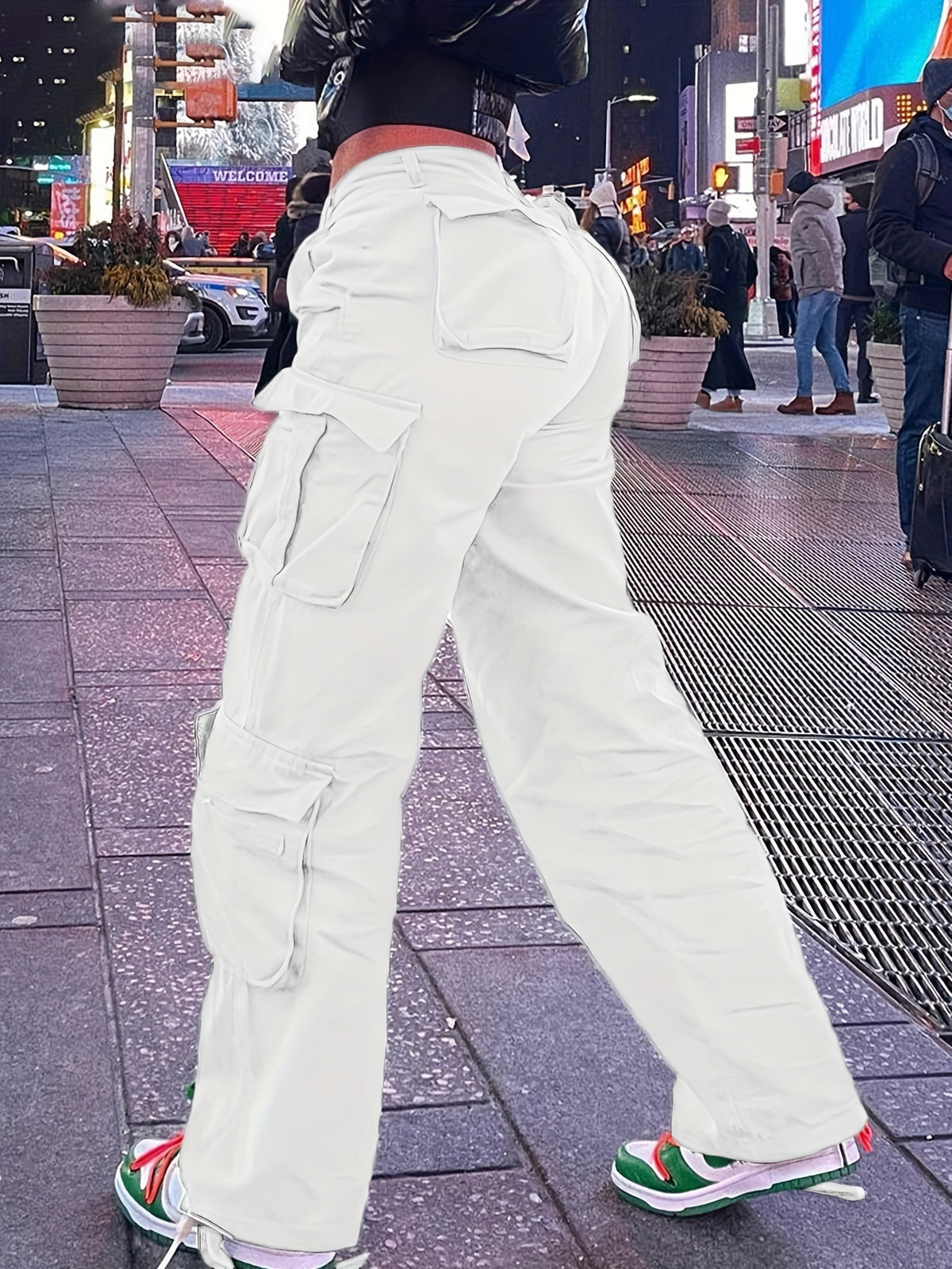 Pantalones cargo retro Y2K para mujer – Cintura alta, pierna ancha, estilo urbano