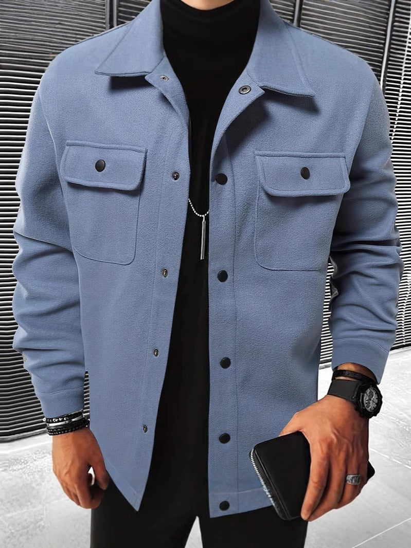 Loom & Soul Men’s Thick Casual Cardigan Shirt – British Style Long Sleeve